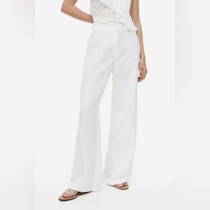 H&M WHITE LINEN BLEND PANTS